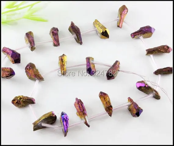 

1 Strand Crystal Points,Purple Titanium Quartz Sticks,charm Quartz Gem stone freeform spikes points Beads Jewelry Findings