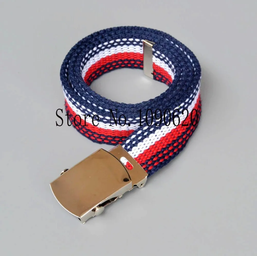DKBLINGS Children belt boy striped canvas belt with shiny buckle flexiable length toddlers stripe 85x3.0cm