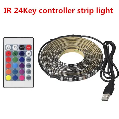 USB 5V 5050 Светодиодная лента RGB светильник 60led 1 м 2 м Мини ИК 24key RF 17key Контроллер печатной плате Черного цвета IP65 Водонепроницаемая светодиодная лента RGB гибкий светильник клей - Испускаемый цвет: With 24key IR Remote