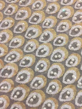 

Nigerian Lace fabric with gold glitter African Net Lace Fabric On Sale Embroidery Tulle French Lace