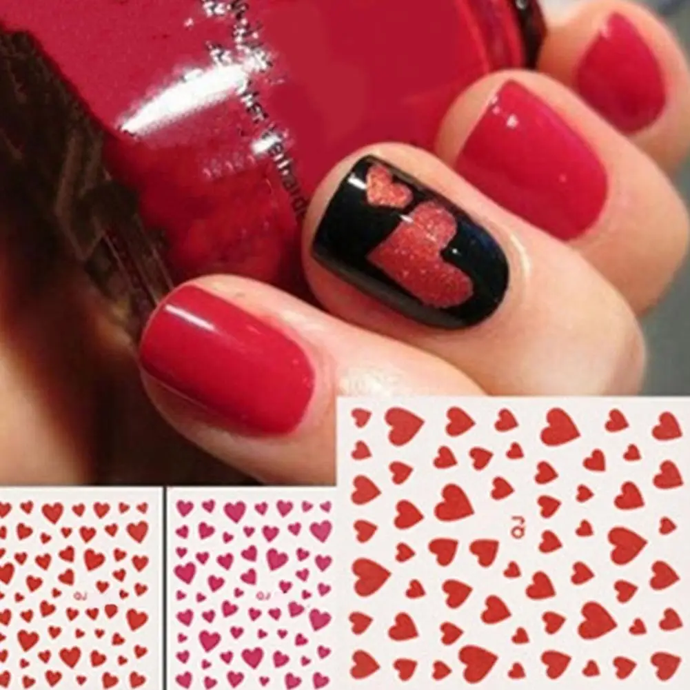 1 Sheet Love Heart Design Nail Art Stickers Water Transfer Decal Slider Watermark Nail Wraps Decal Manicure Nail Tips Decoration