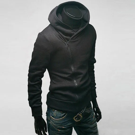 

2018 men hoodies Jacket zipper solid color plus velvet hooded man cardigan