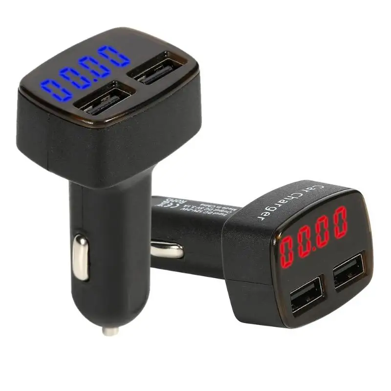 Автомобильное зарядное устройство VODOOL с двумя портами USB светодиодный дисплей