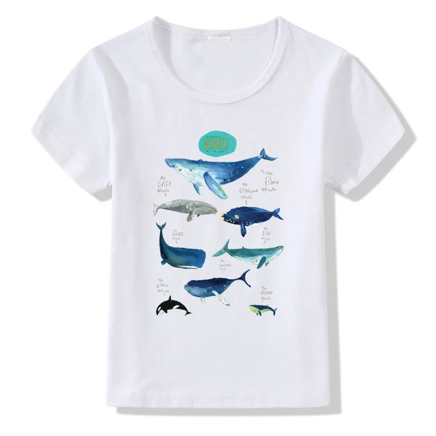 Summer Tops Boy Fashion Shark Printed T shirt for Child Harajuku Whale Design Short Sleeve Tops Baby Girls Summer T-shirt - Цвет: C1