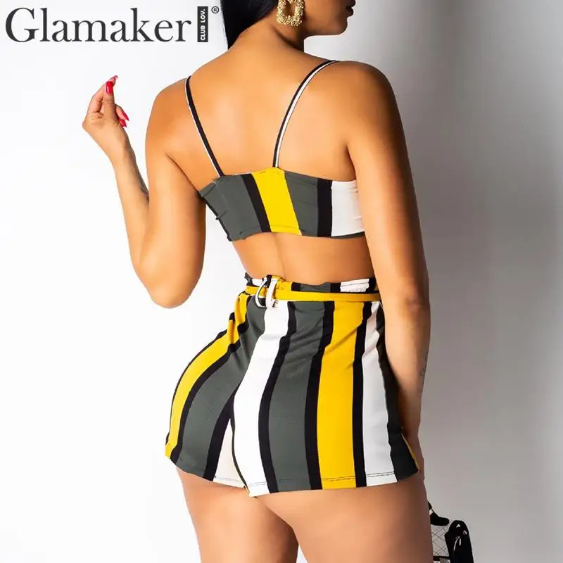 Glamaker костюм из двух предметов полосатый пляжный комбинезон женский летний