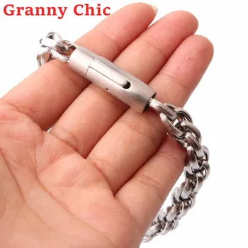 

Granny Chic New 10mm 22cm Men's Rolo Chain Bracelet 316L Stainless Steel silver Gold Black Ancient Bronze Chain Fashion Jewelry