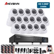 16CH 5MP CCTV камера система AHD DVR комплект супер HD 5MP камера безопасности для помещений ИК ночного видения Видео система безопасности