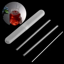 2 шт многоразовые и термостойкие экологические стеклянные соломинки для питьевой воды с кисточкой пластиковая коробка Свадьба День Рождения Вечеринка