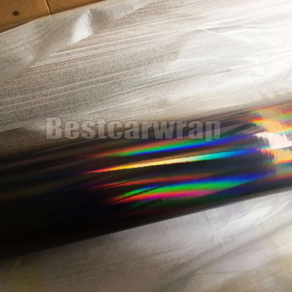 black holographic chrome rainbow chrome laser car wrapping film vehicle covering chameleon(8)