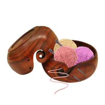 

Eco-friendly Wooden Yarn Storage Bowl Organizer for Knitting Crocheting