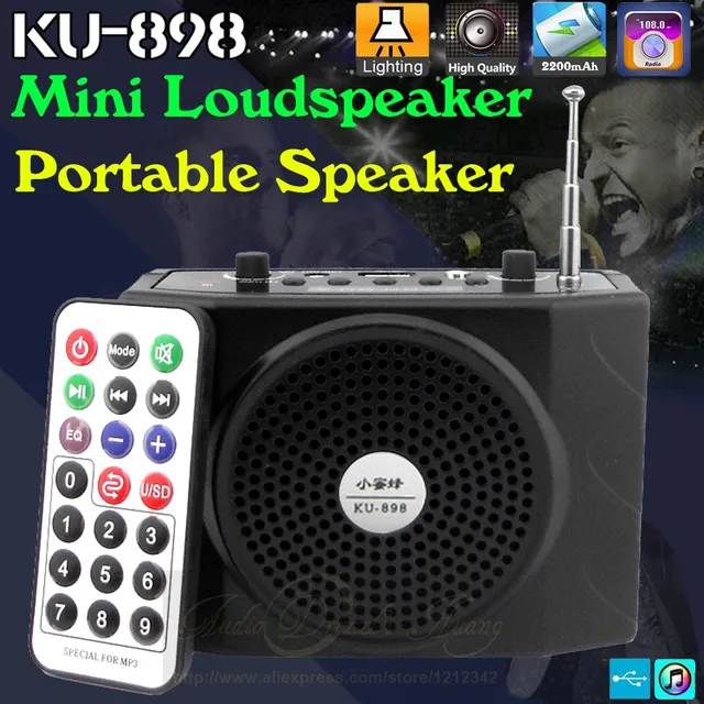Amplificateur de voix portable ku-898 micro 15w casque FM radio  usb/micro-sd megaphone emls001