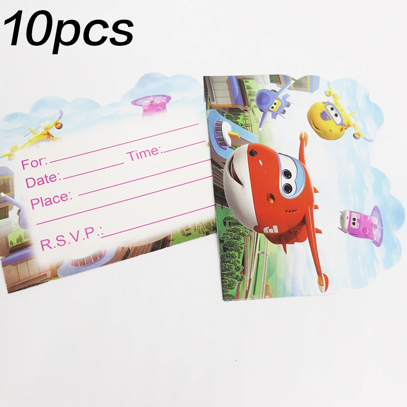 

10pcs/lot Super Wings theme invitation cards Super Wings theme party invitations Super Wings theme party supplies
