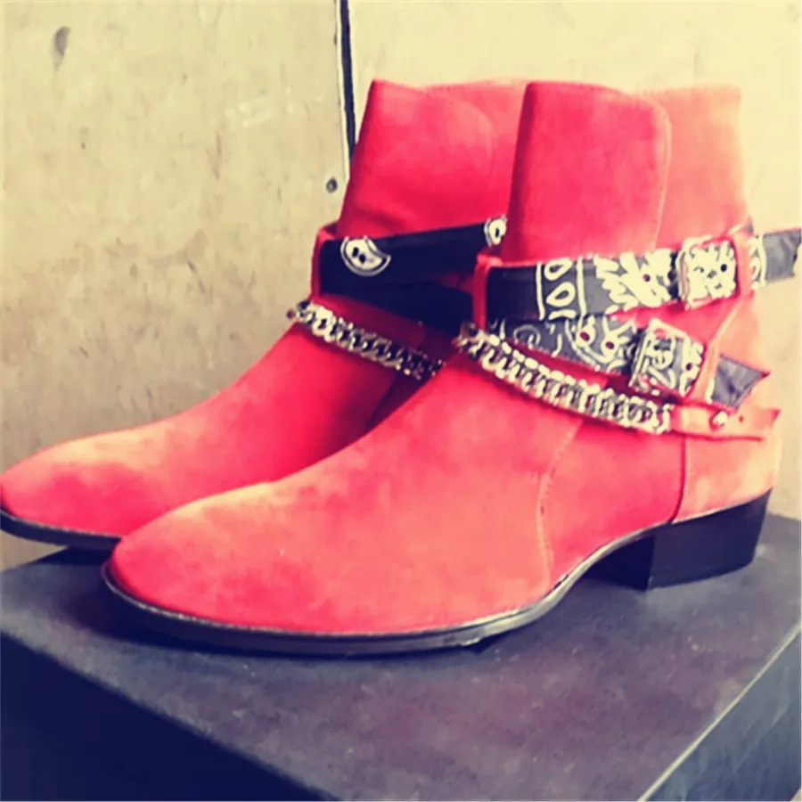 red suede chelsea boots