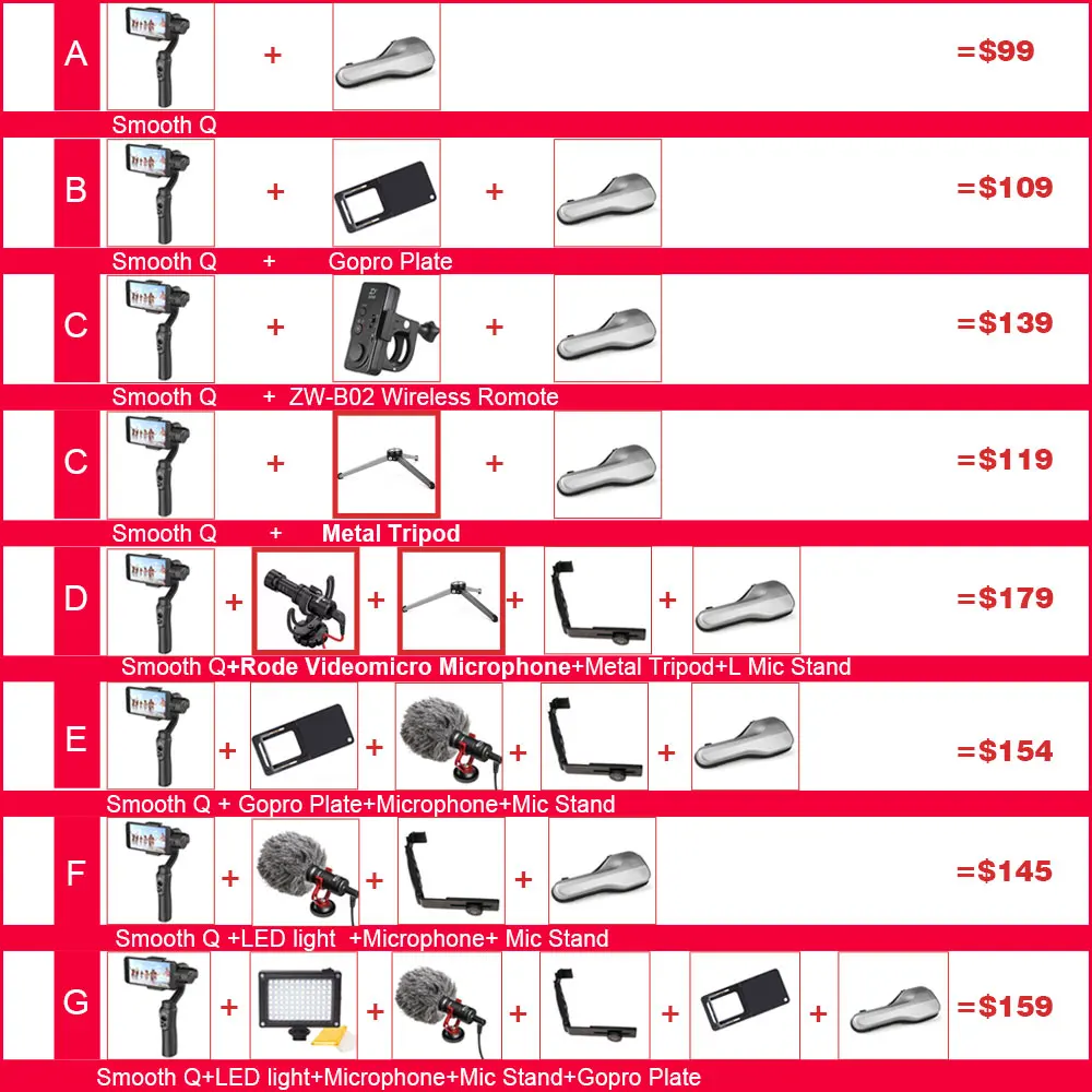 Zhiyun Smooth Q Handheld 3-Axis Gimbal Stabilizer App Control for Gopro 5 Action Camera for iPhone X 7 Plus Samsung smartphone