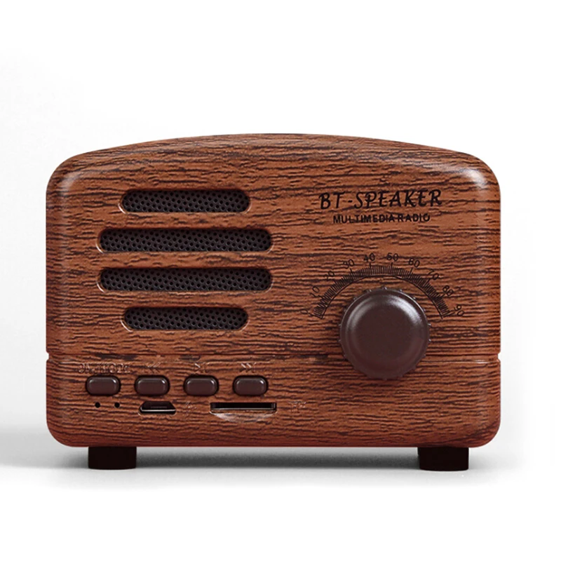 Мини Портативный Деревянный беспроводной Bluetooth динамик винтажный FM