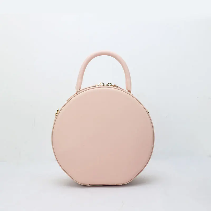 Новая модная Высококачественная Сумочка из коровьей кожи с круглой формой, женская сумка через плечо, дамская сумочка для девочек - Цвет: pink