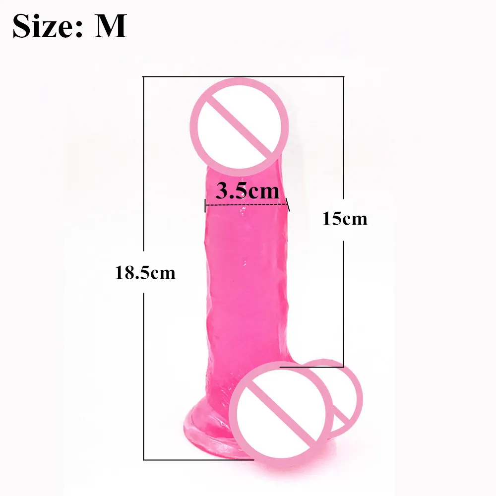Sex toys, Crystal jelly dildo, realistic sex toys for women, male artificial penis, suction cup strap on dick, 5 Colors 3 Size