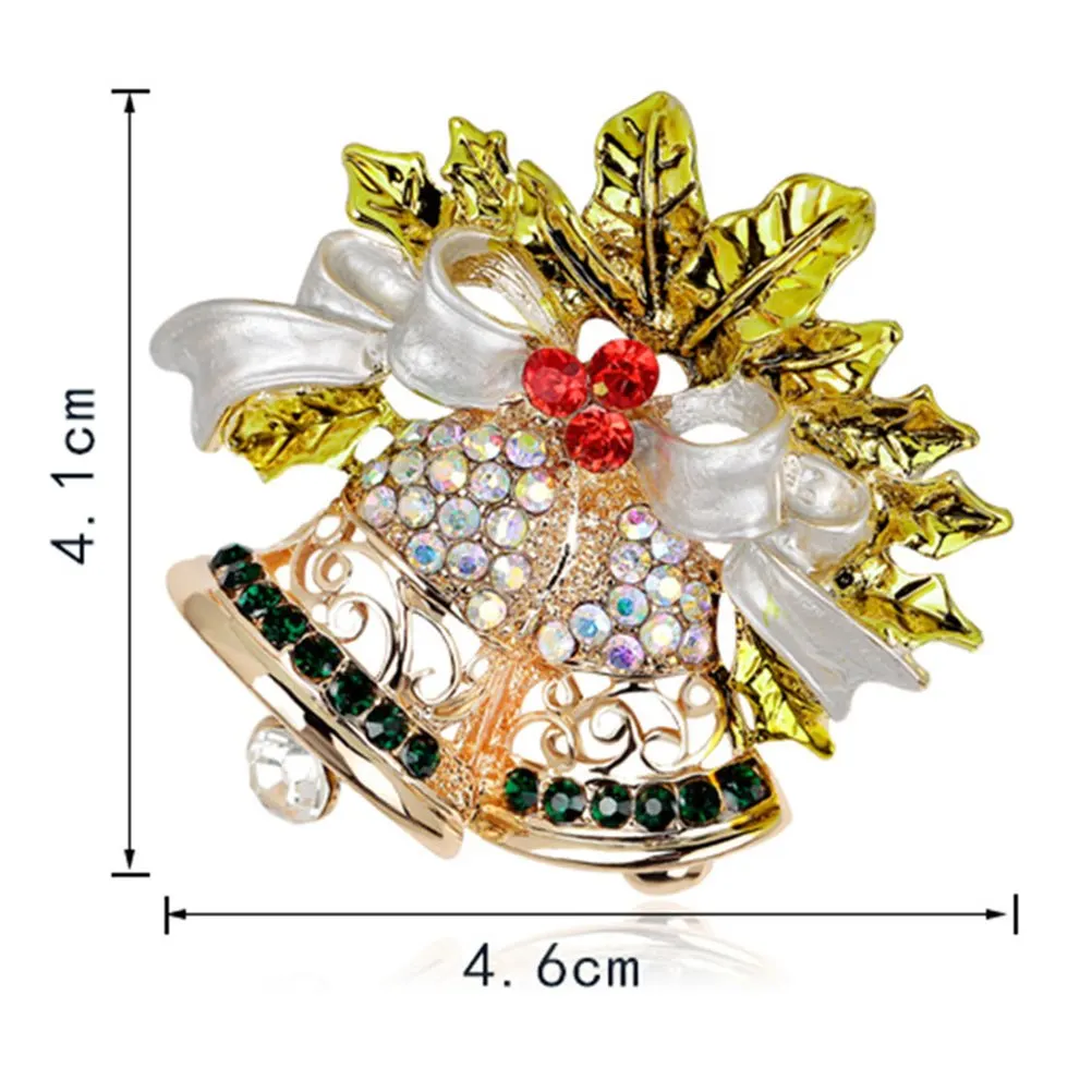Эмаль Снеговик Рождественская елка Санта, дерево, брошь на булавке рождественские подарки Jingle Bell сапоги Броши очаровательный подарок на Рождество с кристаллами - Окраска металла: bell