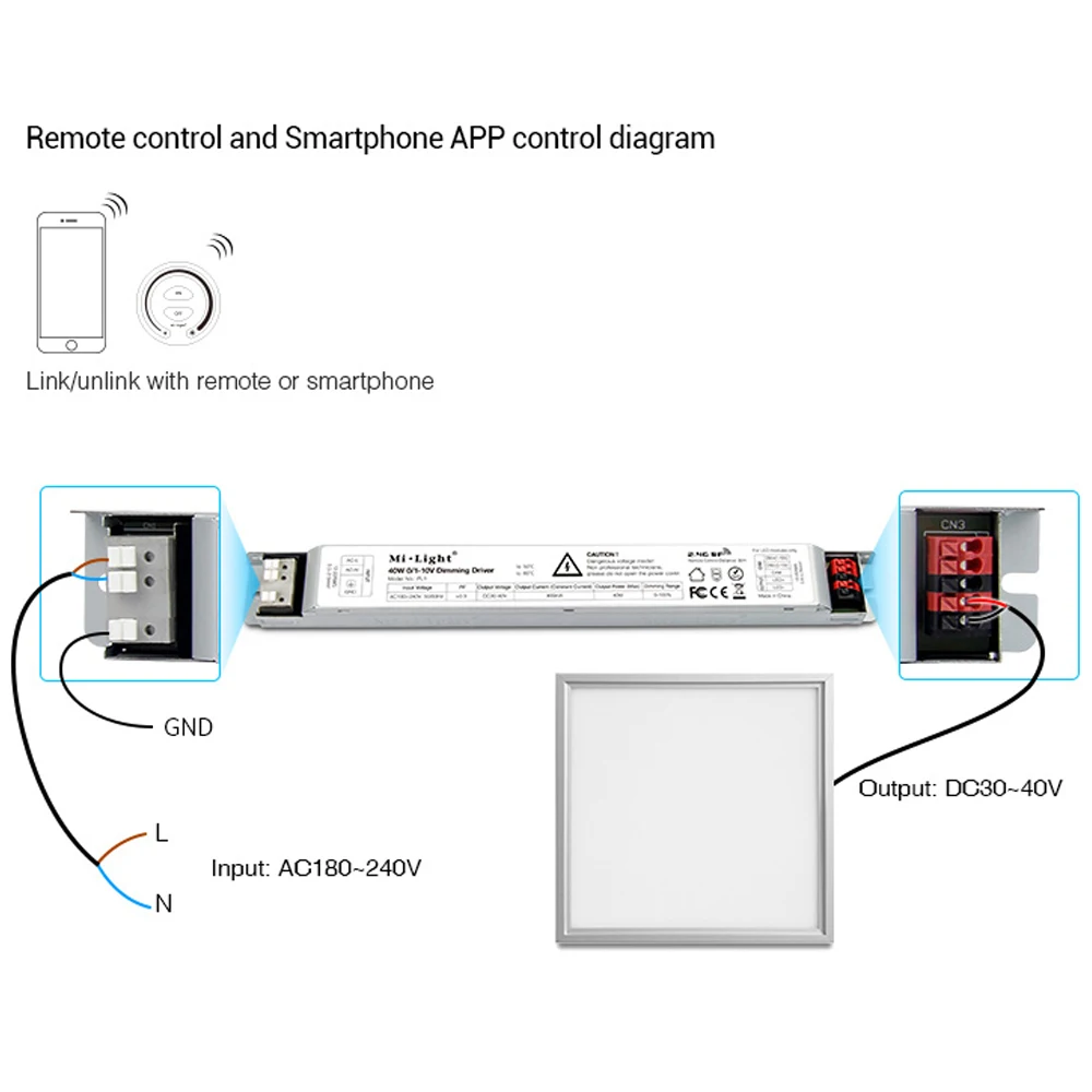 Milight 40 Вт 0/1-10 В пластинчатый контроллер лампы светодиодный Диммируемый драйвер панели с регулируемой яркостью DC30-40V выходной ток(постоянный ток) мА