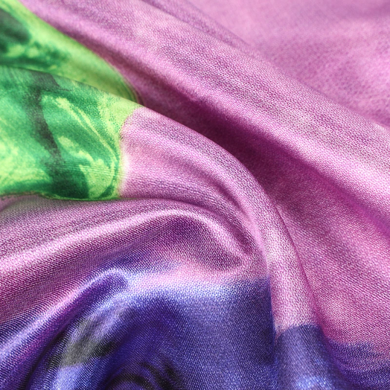 Satin Silk Scarf Women Flower Print Hijab Kerchief Square Hair / Head Scarves Luxury Brand Foulards Femme Bandanas 90*90CM