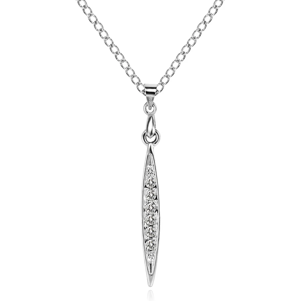 

Fashion Charm Women Pendant Necklaces Stainless Steel Chain Rhinestone Rhombus Statement Pendant Necklace for Women Girl 2019