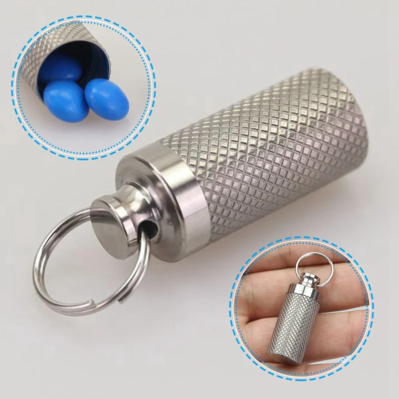 

Portable Mini Titanium Alloy Seals Bottle Waterproof Canister Medicine Bottles Outdoor EDC First Aid Supplies Refillable Bottles