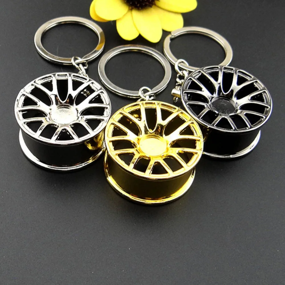 Cool Luxury Metal Car Keychain Wheel Hub Key Ring Key ChainKey Holder