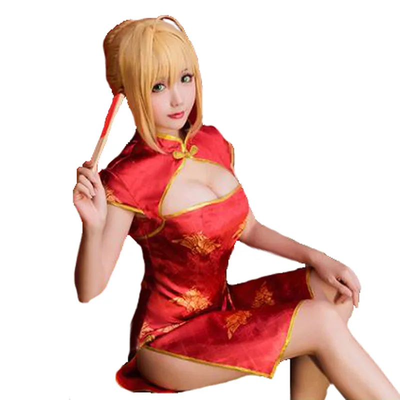 Сабля косплэй Nero красный костюм Cheongsam Китай Стиль аниме Fate Extella Сабер Fate EXTRA Nero костюм для женщин