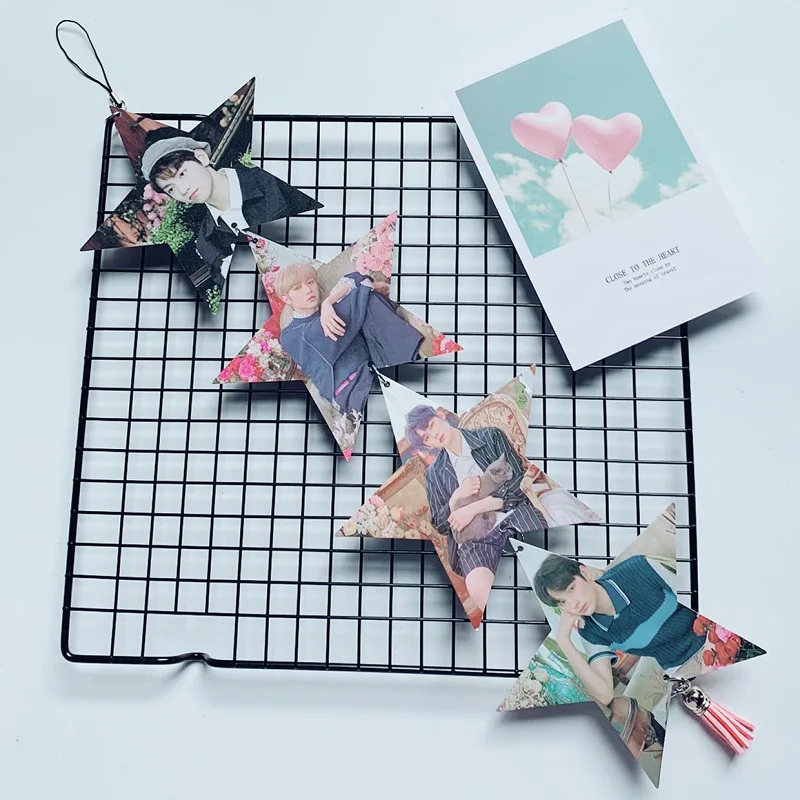 

Kpop Bangtan Boys BLACKPINK GOT7 TXT SEVENTEEN Keychain Fashion Pendant Photo Cards Bag Accessory Single Star Size 12*12CM