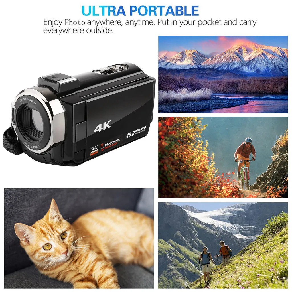 

Video DV Camera 4K Ultra HD WIFI LCD HD 1920P 48MP 16X Digital Zoom Camcorder Infrared night 22W pixels pro Camcorder