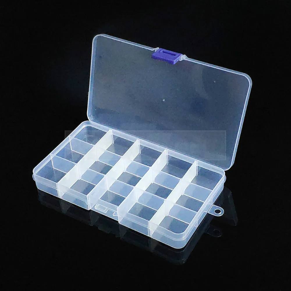 Контейнер 15 решеток пластиковая коробка практичный регулируемый отсек для хранения ювелирных изделий из бисера чехол с винтовым держателем Чехол Органайзер для дисплея