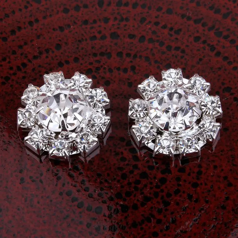 

10pcs/lot 15MM 2Color Newborn Silver Sparkly Rhinestone Button For Wedding Crown Artificial Alloy Button For DIY Flower Headwear