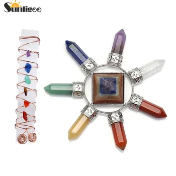

Sunligoo New 7 Chakra Healing Crystals Kit,7 Chakra Crystal Points Pyramid Energy Generator,7 Chakra Chip Stone Selenite Stick