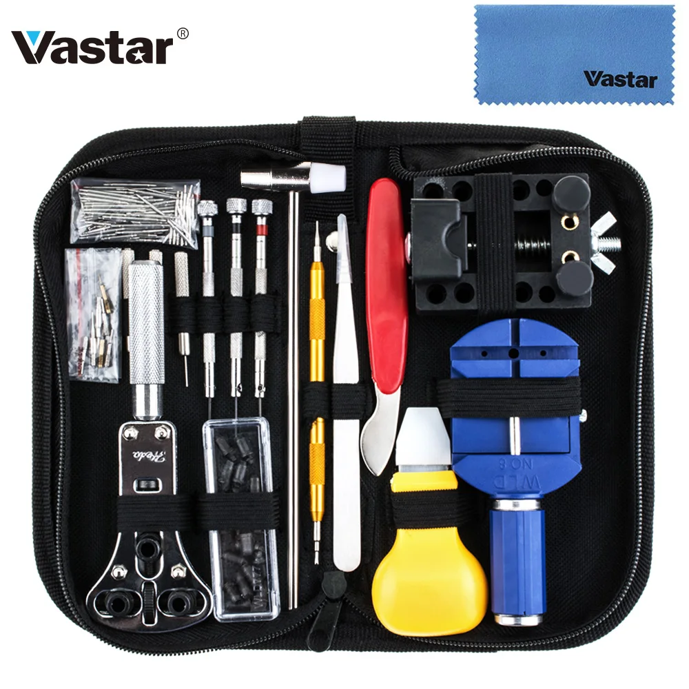 

Vastar 147Pcs Metal Watch adjustment Repair Tool Kit Set Band Case Opener Link Spring Bar Remover Watchmaker Tools