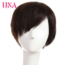 UNA человеческих волос парики средней длины ручная работа парики Non-Remy человеческие волосы малазийские прямые человеческие волосы парики короткие парики из натуральных волос