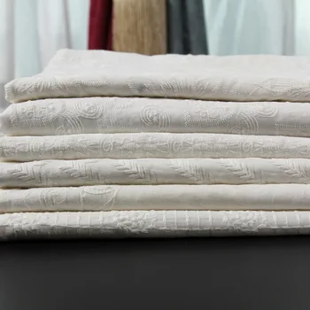 

60s White Cotton embroidery fabric cotton embroidered curtain cloth dress apparel fabrics width150cm