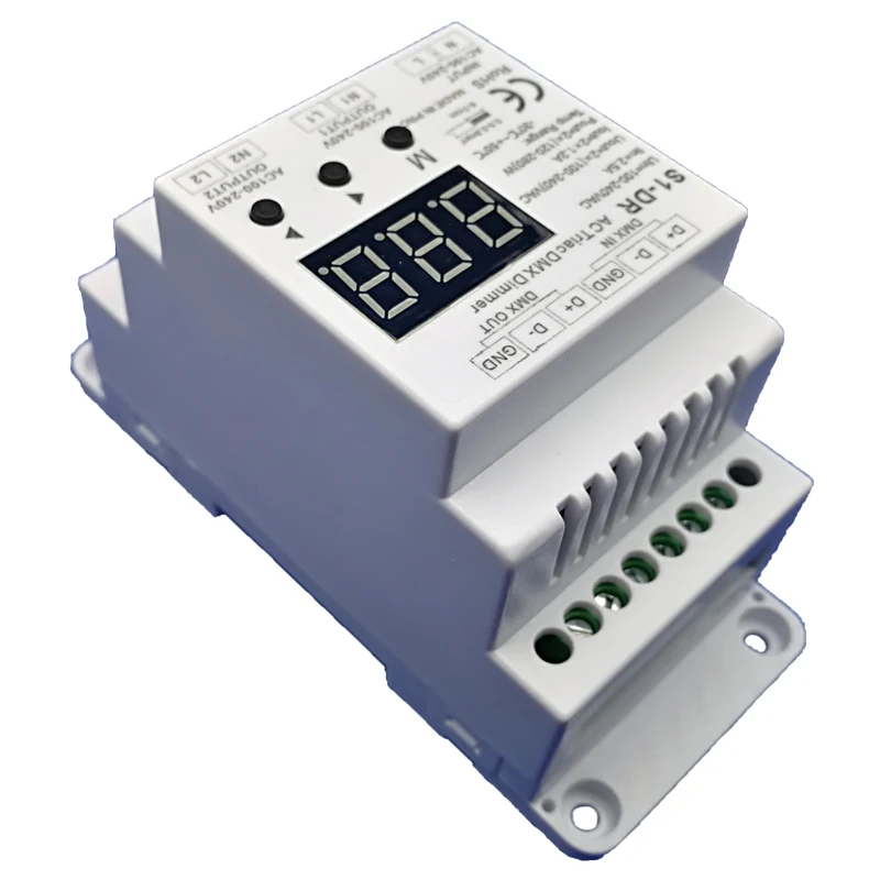 Новый S1 DR светодиодный AC симистор DMX512 диммер 100V 240V Мощность Вход 2 x 1.2A Выход din
