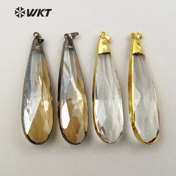 

WT-P1123 Wholesale Custom Natural Faceted Crystal Point Pendants With Black Gun Plated Bingbing Fashion Jewelry For Women Gift