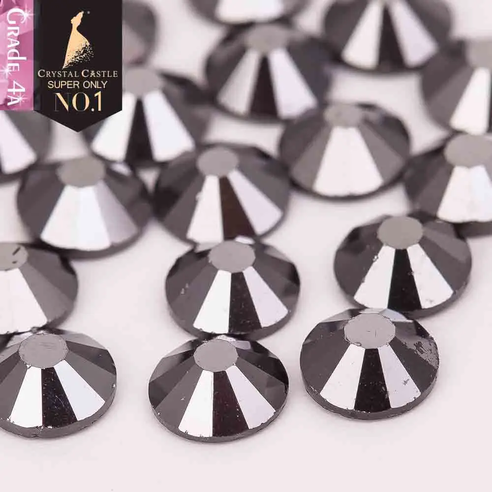 

Crystal Castle 4A glass flatback rhinestone Light Hematite non hot fix crystal none glue no hotfix strass rhinestones for nail
