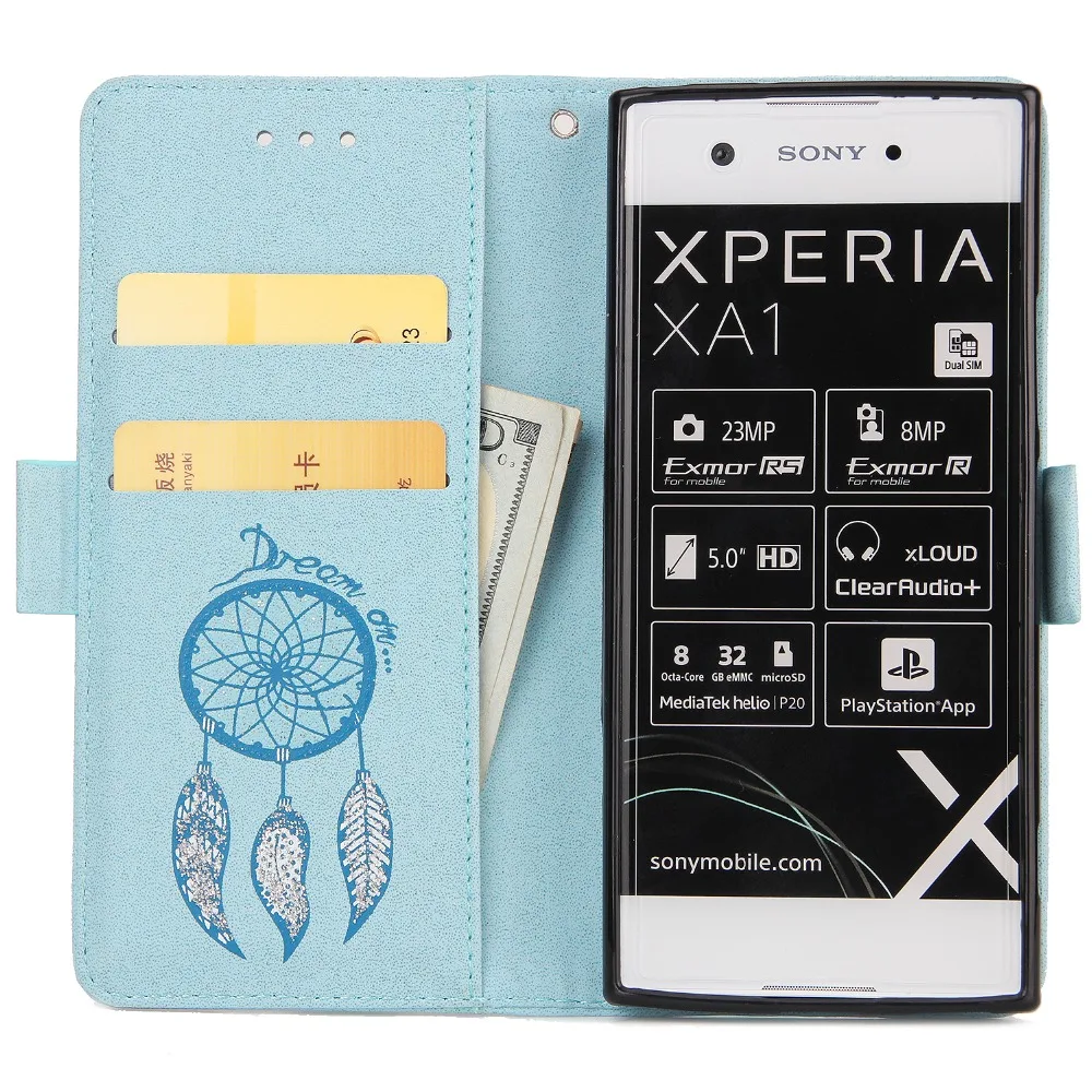 Роскошный кожаный чехол с 3D рисунком Ловца снов для Sony Xperia XZ кошелек откидной