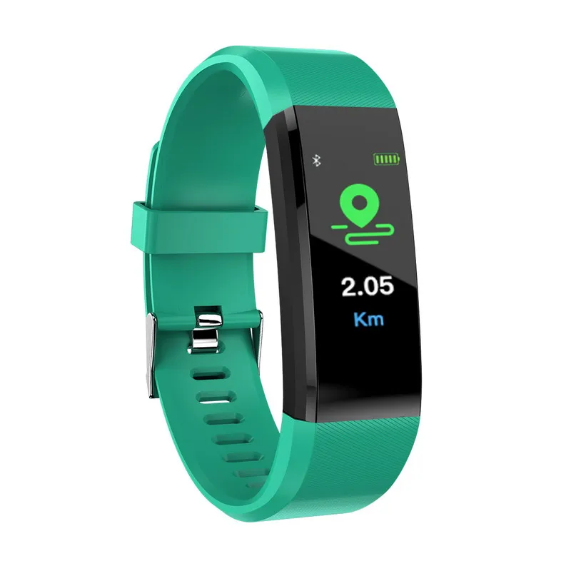 ID115 шагомер экран умный браслет спортивные часы фитнес бег ходьба трекер сердечного ритма шагомер умный Браслет - Цвет: Green