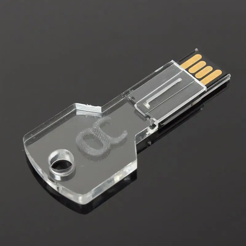 Синий светодиодный яркий 32 ГБ/16 ГБ/8 ГБ/4 ГБ USB 2,0 Flash Drive прозрачный кристалл РЕЖИМ ключ Ручка Drive Memory Stick хранения