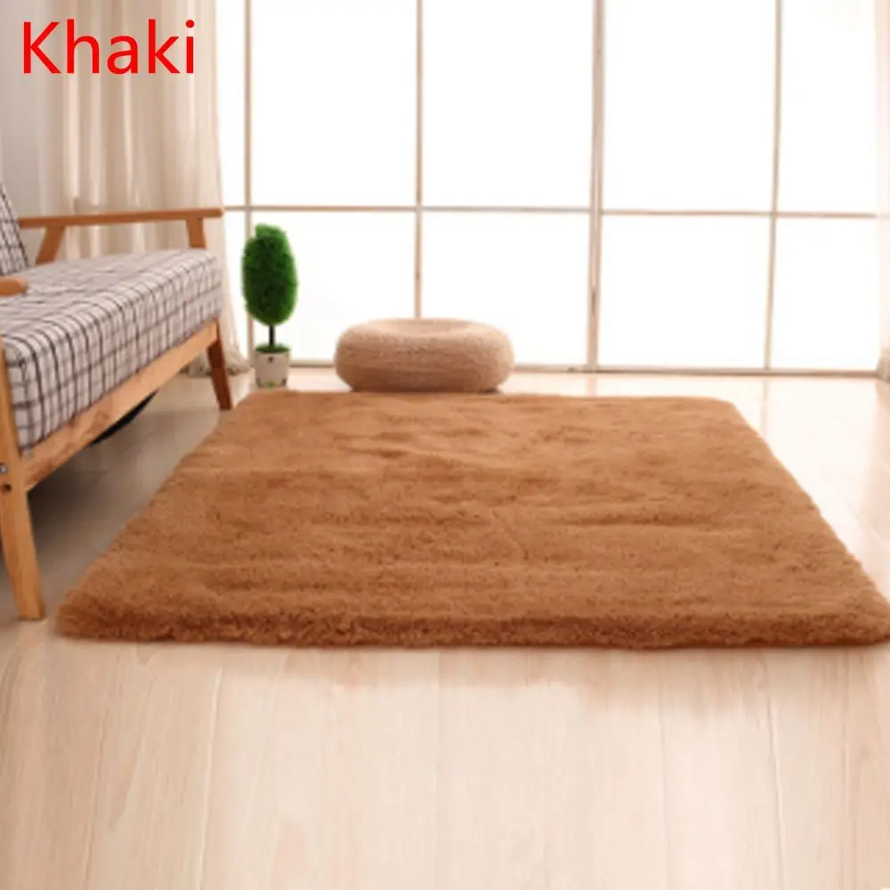 Soft Shaggy Carpet For Living Room European Home Warm Plush Floor Rugs fluffy Mats Kids Room Faux Fur Area Rug Living Room Mats - Цвет: khaki