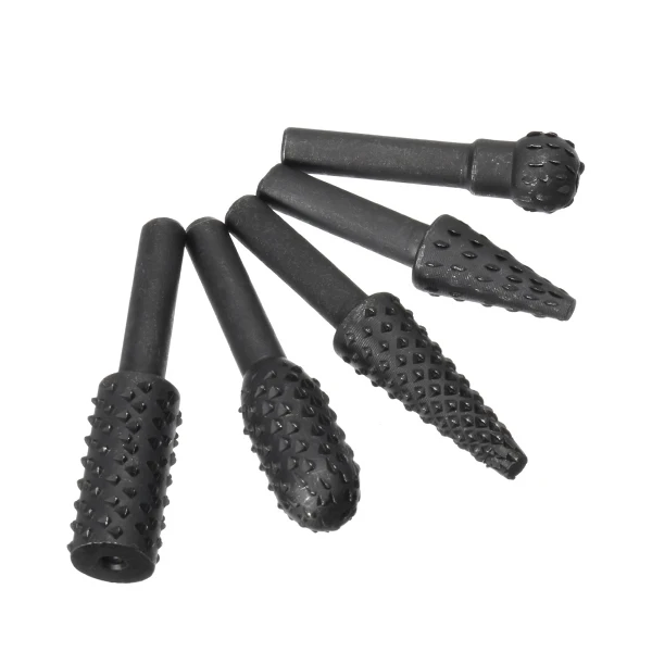 5pcs 6mm Shank Rotary Burr Set Wood Rasp File Drill Bits Rotary Rasp Set for Woodworking