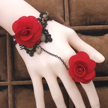 Распродажа-модные красная роза оформлены Свадебные перчатки/Одна деталь свадебные украшения рук/браслет невесты 1175