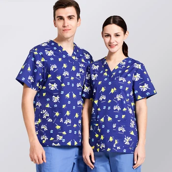 

2018 New Arrival Surigcal Scrub Sets Printing Doctors Nurses Uniforms Medical Hospital Clothes Dental Clinic Workwear Overalls