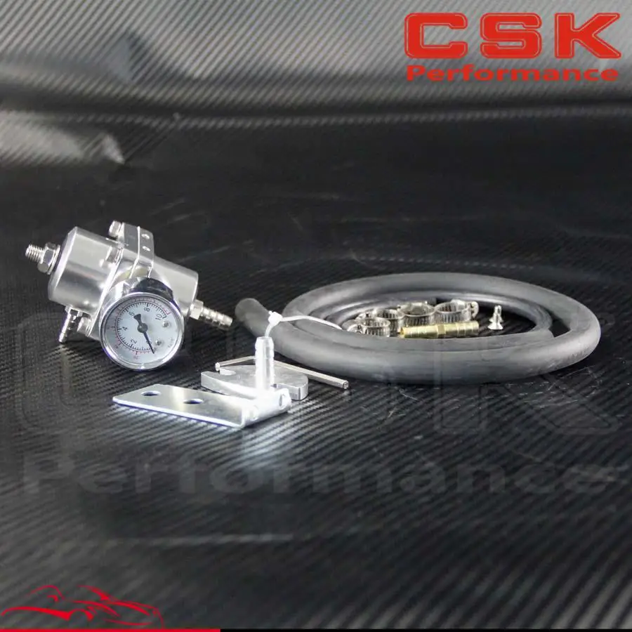 Алюминиевый 0-140 PSI Регулируемый регулятор высокого давления топлива+ датчик+ шланг/трубка