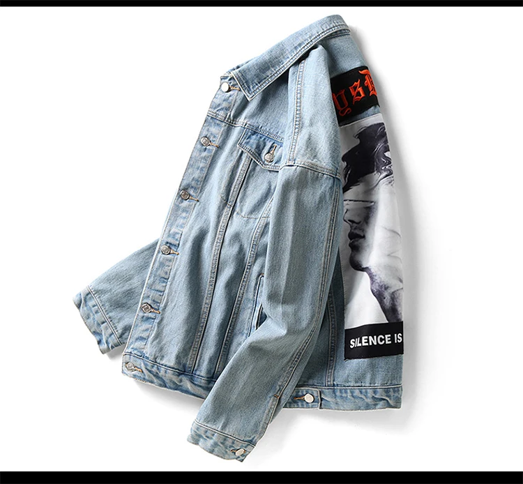 Новинка, стильные мужские джинсовые куртки с вышитыми надписями в стиле хип-хоп, Повседневная Верхняя одежда с принтом