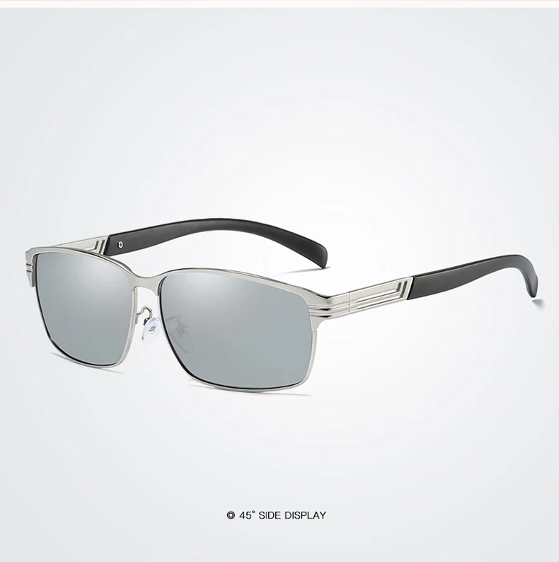 Квадратные поляризованные мужские солнцезащитные очки, черные/коричневые/синие/серебристые, UV400, мужская оправа в коробке, чехол