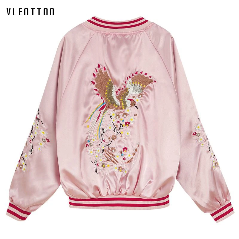 

2019 New bomber jacket women Casual Short Embroidery female jacket Spring autumn Long sleeve baseball jacket women outwear